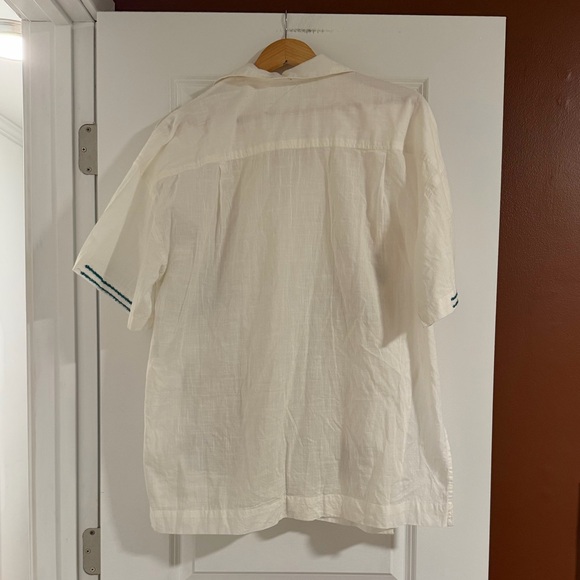 Anthropologie x Celandine Embroidered Postcard Boxy Buttondown Shirt, NWOT - Picture 7 of 7